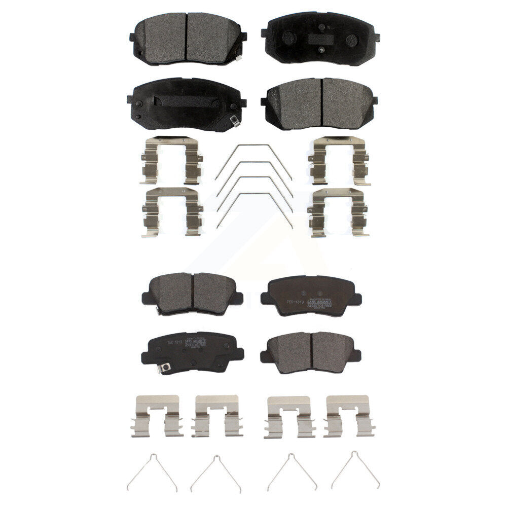 Front Rear Ceramic Brake Pad Kit For Kia Optima Soul Hyundai Elantra GT Veloster