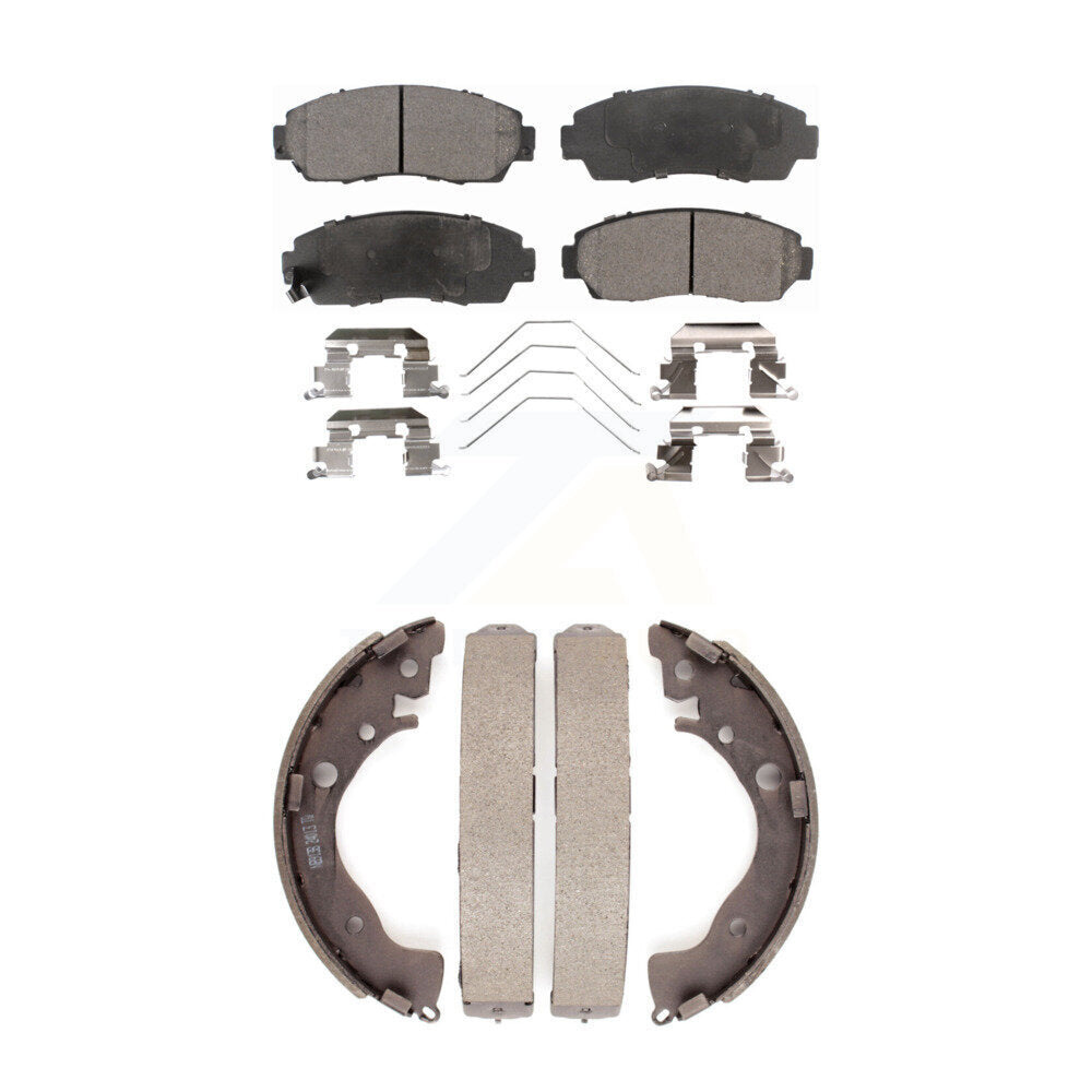 Front Rear Ceramic Brake Pads And Drum Shoes Kit For Honda Civic