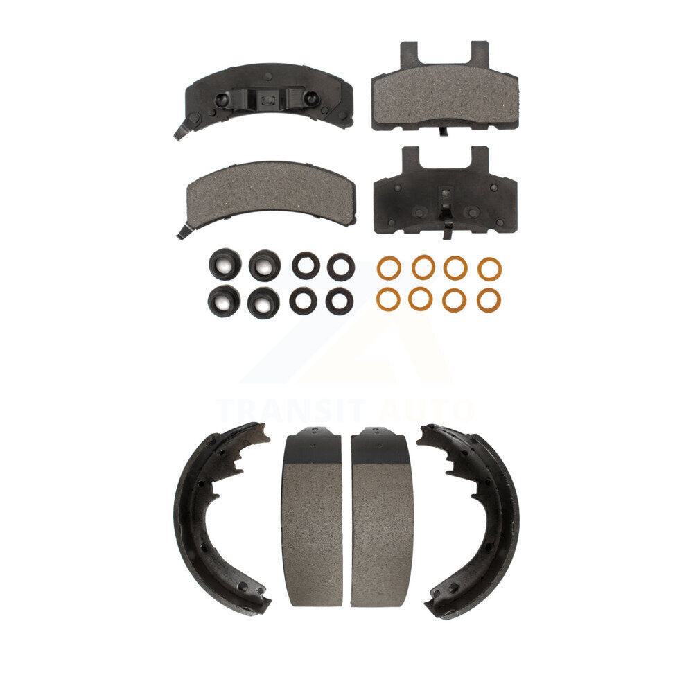 Front Rear Ceramic Brake Pads Drum Shoes Kit For Chevrolet C1500 K1500 GMC K2500