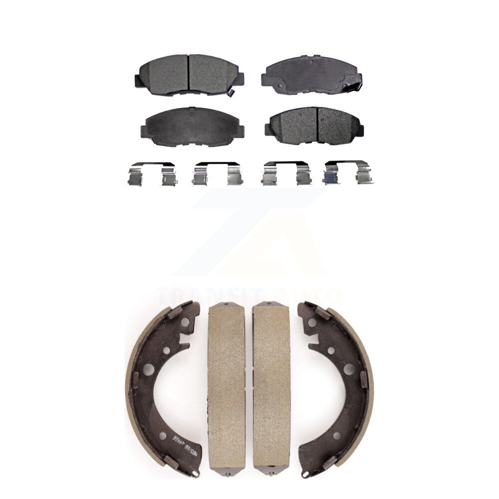 Front Rear Ceramic Brake Pads And Drum Shoes Kit For Honda Civic Acura EL