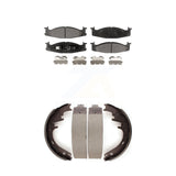 Front Rear Ceramic Brake Pads And Drum Shoe Kit For Ford F-150 Bronco E-150 Club