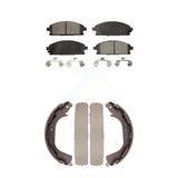 Front Rear Ceramic Brake Pads & Drum Shoe Kit For Nissan Pathfinder Infiniti QX4