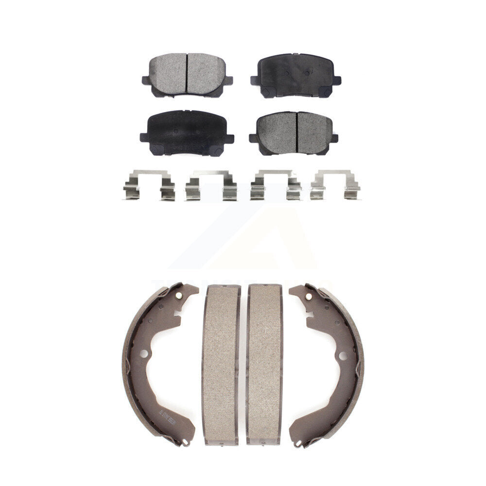 Front Rear Ceramic Brake Pads And Drum Shoes Kit For Toyota Matrix Pontiac Vibe