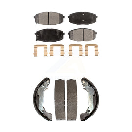 Front Rear Ceramic Brake Pads And Drum Shoe Kit For 2009 Hyundai Elantra Touring