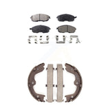 Front Rear Ceramic Brake Pads & Parking Shoe Kit For Nissan Altima Infiniti