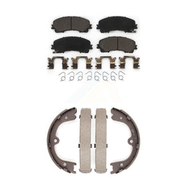 Front Rear Ceramic Brake Pads And Parking Shoes Kit For INFINITI Q50