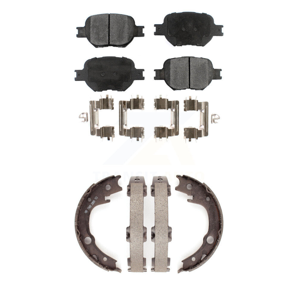 Front Rear Ceramic Brake Pads & Parking Shoe Kit For Scion tC Toyota Celica