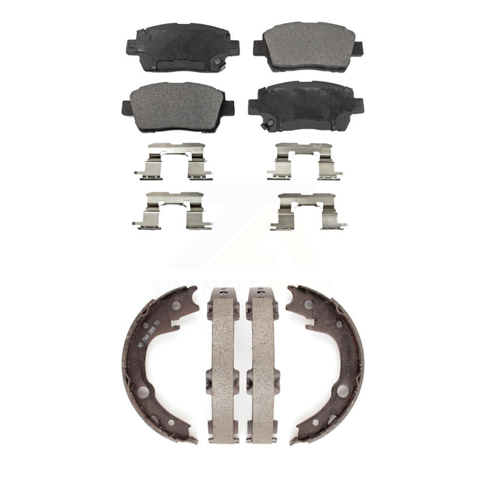 Front Rear Ceramic Brake Pads & Parking Shoes Kit For 2000 Toyota Celica GT