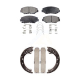 Front Rear Ceramic Brake Pads Parking Shoe Kit For 2012-2016 Honda CR-V FWD