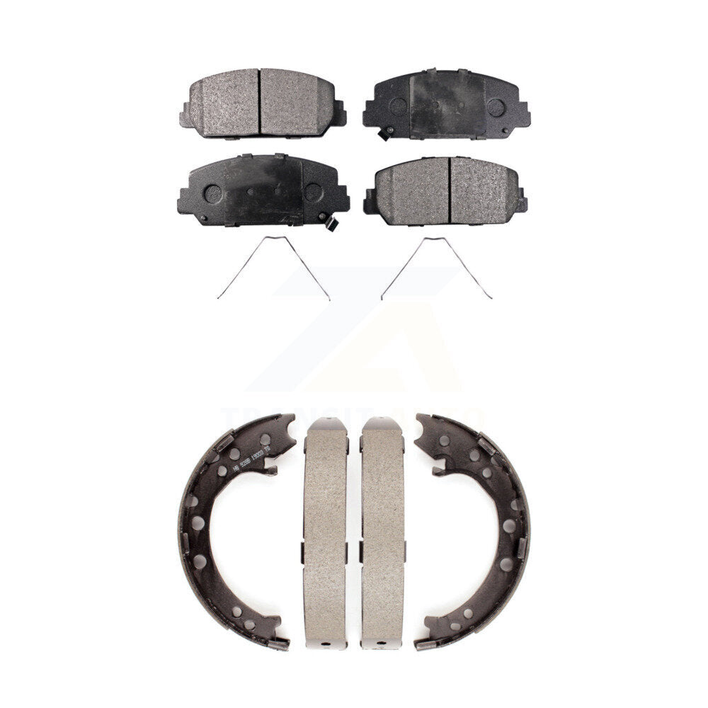 Front Rear Ceramic Brake Pads And Parking Shoes Kit For 2013-2018 Acura RDX