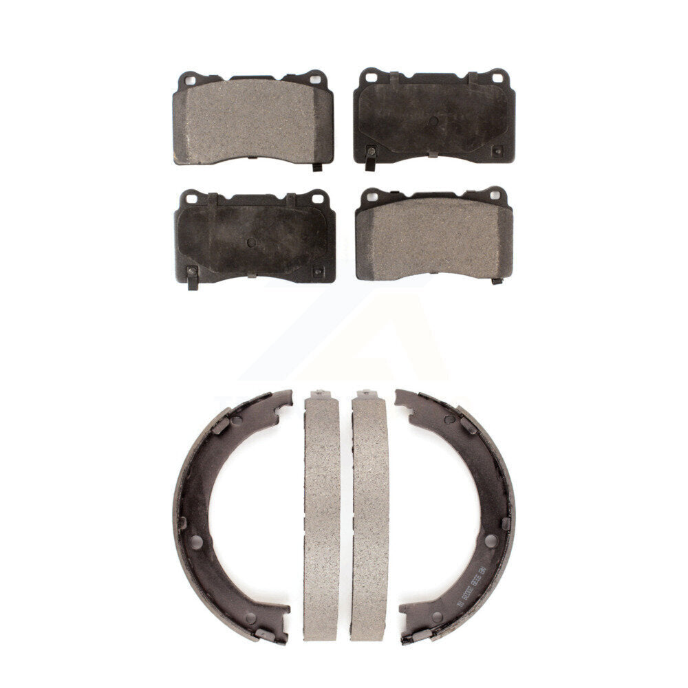 Front Rear Ceramic Brake Pads And Parking Shoes Kit For Cadillac XTS