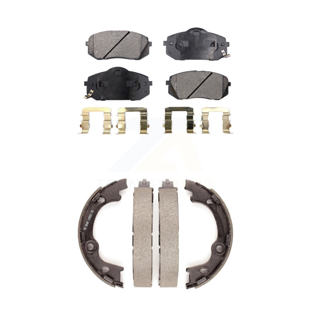 Front Rear Ceramic Brake Pads Parking Shoe Kit For 13-15 Hyundai Tucson FWD