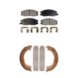 Front Rear Ceramic Brake Pads & Parking Shoes Kit For 2003-2009 Kia Sorento