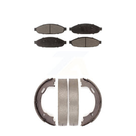 Front Rear Ceramic Brake Pads Parking Shoes Kit For 04-08 Chrysler Pacifica