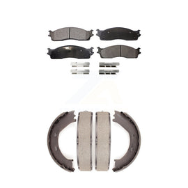 Front Rear Ceramic Brake Pads And Parking Shoes Kit For Dodge Ram 1500