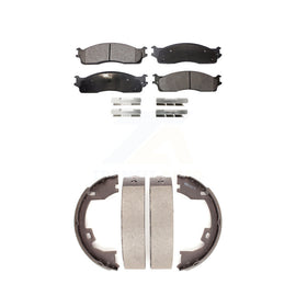 Front Rear Ceramic Brake Pads Parking Shoe Kit For Dodge Ram 1500 2500 3500