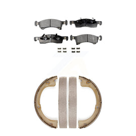 Front Rear Ceramic Brake Pads Parking Shoes Kit For Ford Expedition Lincoln