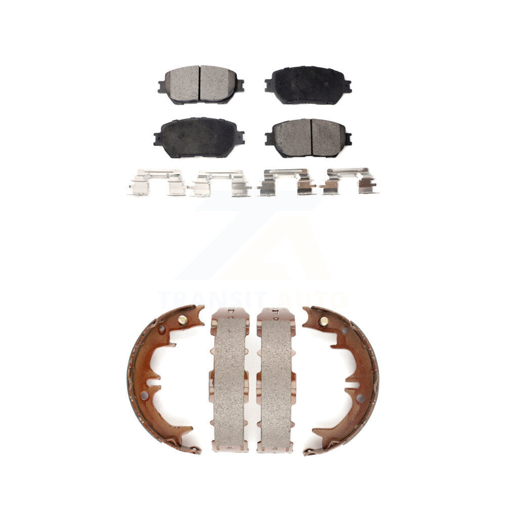 Front Rear Ceramic Brake Pads And Parking Shoes Kit For Toyota Camry