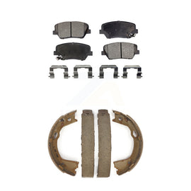 Front Rear Ceramic Brake Pads Parking Shoes Kit For 2012-2017 Hyundai Azera