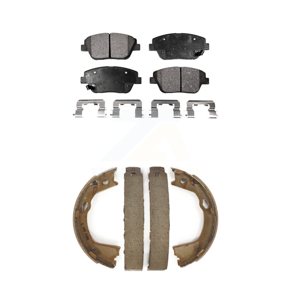 Front Rear Ceramic Brake Pads And Parking Shoes Kit For Hyundai Sonata Kia