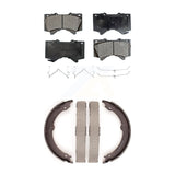 Front Rear Ceramic Brake Pads & Parking Shoes Kit For Toyota Tundra Sequoia