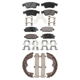 Front Rear Ceramic Brake Pads And Parking Shoes Kit For INFINITI G37 G35 Q60