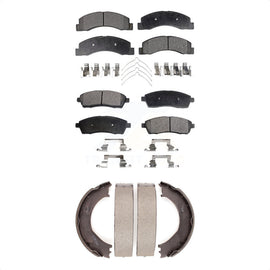 Front Rear Ceramic Brake Pads & Parking Shoe Kit For Ford F-250 Super Duty F-350