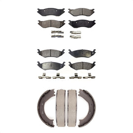 Front Rear Ceramic Brake Pads And Parking Shoes Kit For Dodge Ram 1500
