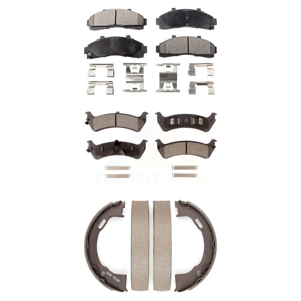 Front Rear Ceramic Brake Pads Parking Shoes Kit For Ford Ranger Explorer Mercury