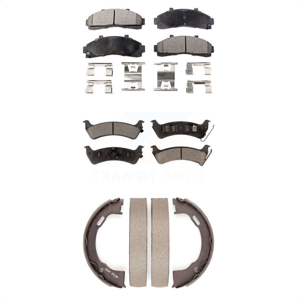 Front Rear Ceramic Brake Pads & Parking Shoe Kit For Ford Explorer From 01 02