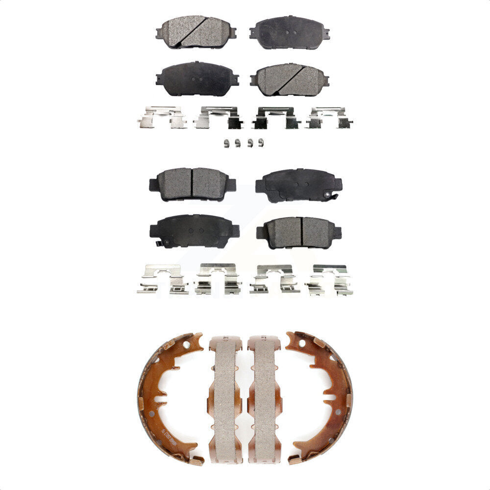 Front Rear Ceramic Brake Pads And Parking Shoes Kit For 2004-2010 Toyota Sienna