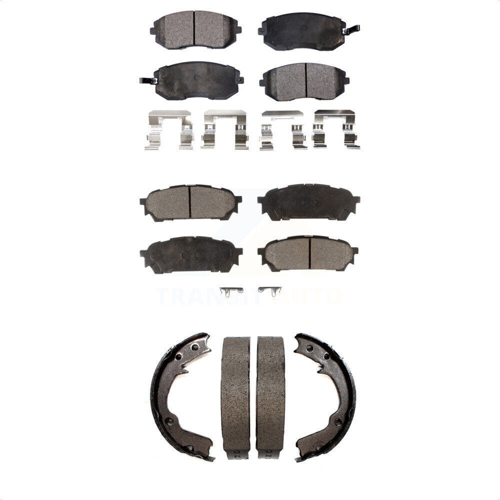 Front Rear Ceramic Brake Pads And Parking Shoes Kit For Subaru Forester Impreza