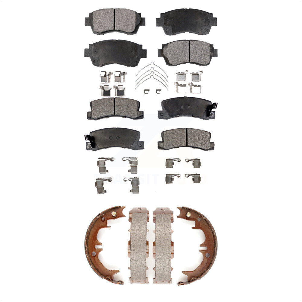 Front Rear Ceramic Brake Pads And Parking Shoes Kit For Toyota Camry Lexus ES300