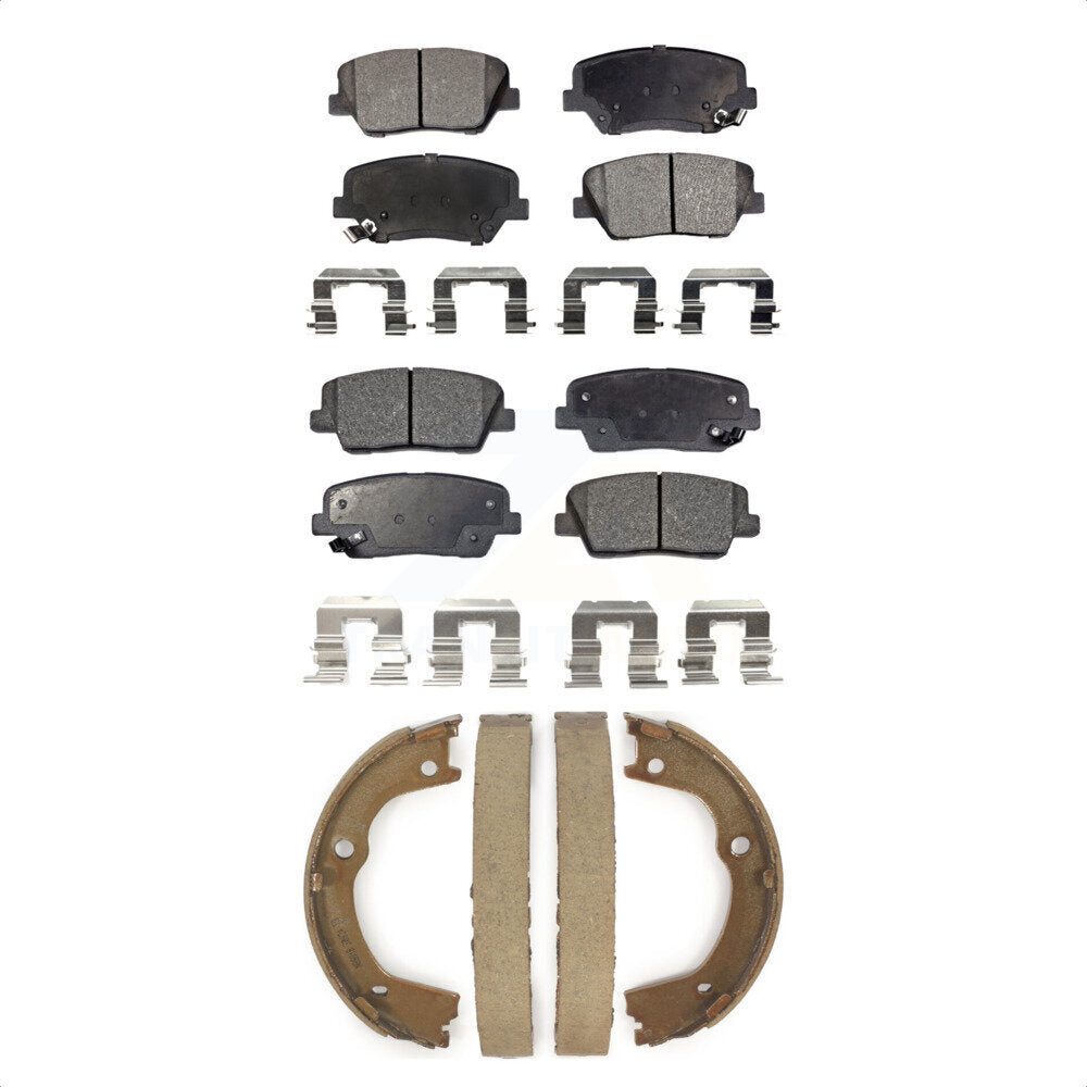 Front Rear Ceramic Brake Pads Parking Shoes Kit For Kia Sorento Hyundai Santa Fe