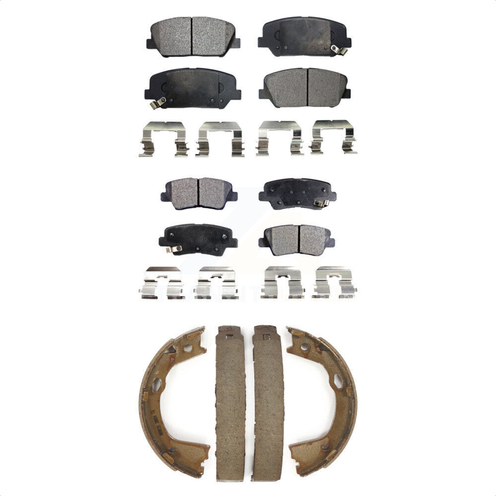 Front Rear Ceramic Brake Pads Parking Shoe Kit For 13 Kia Optima EX/SX with 2.0L