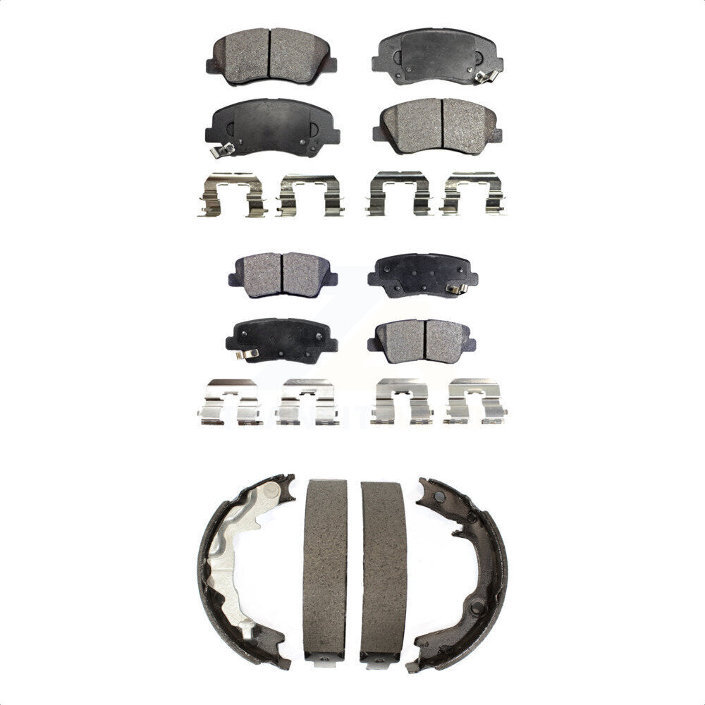 Front Rear Ceramic Brake Pads And Parking Shoes Kit For 2014-2014 Kia Forte Koup