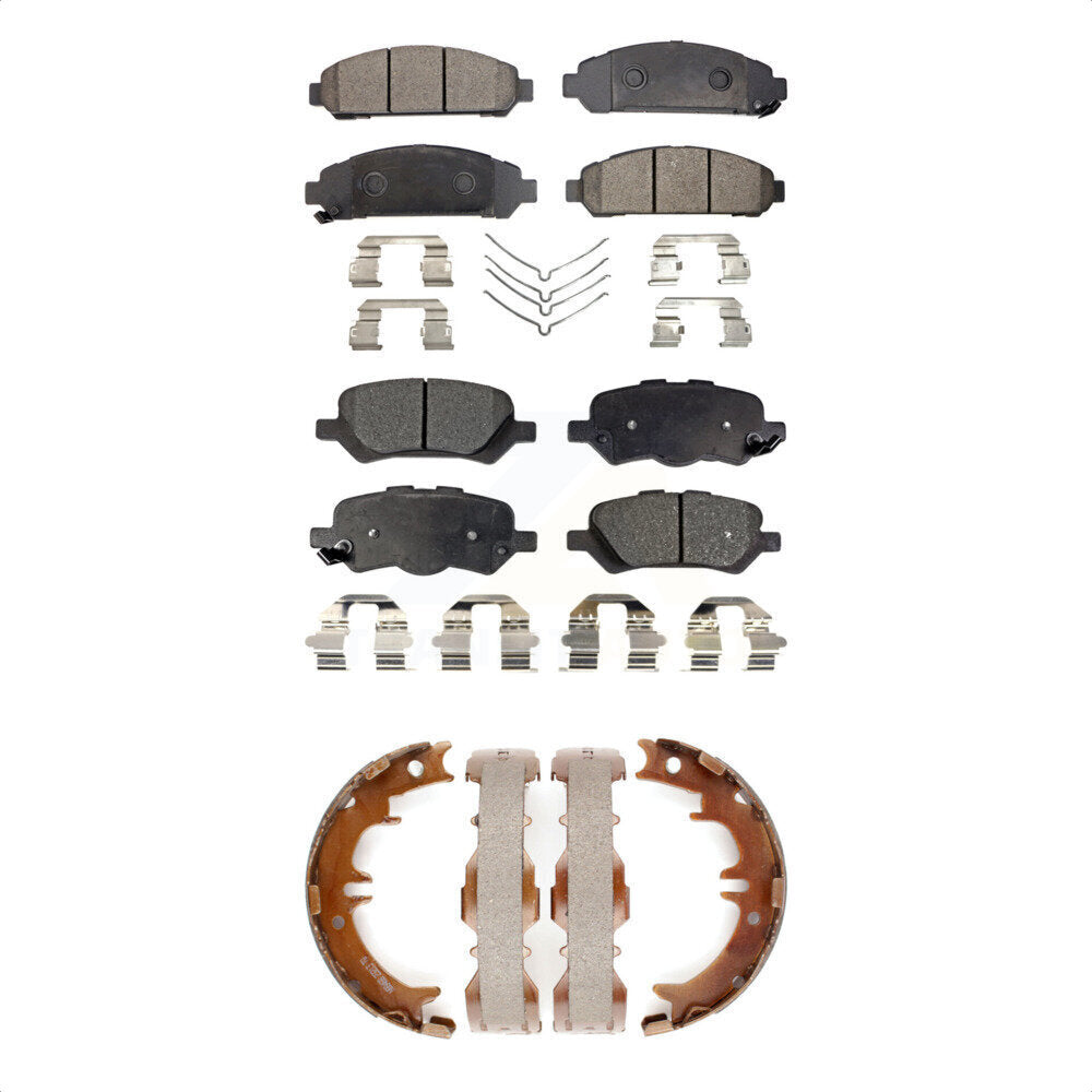 Front Rear Ceramic Brake Pads And Parking Shoes Kit For 2009-2016 Toyota Venza