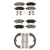 Front Rear Ceramic Brake Pads And Parking Shoes Kit For Nissan Pathfinder Xterra