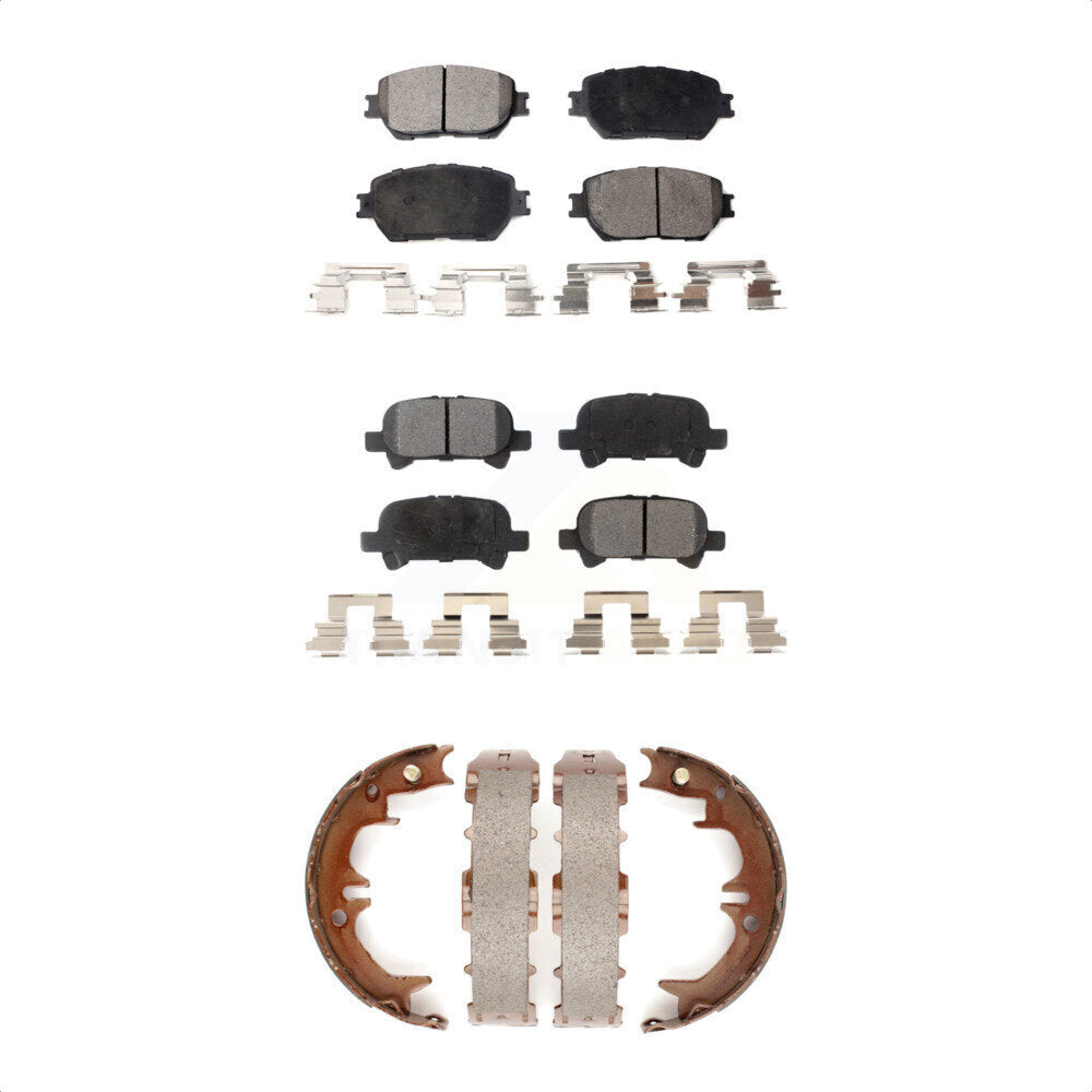 Front Rear Ceramic Brake Pads And Parking Shoes Kit For Toyota Camry