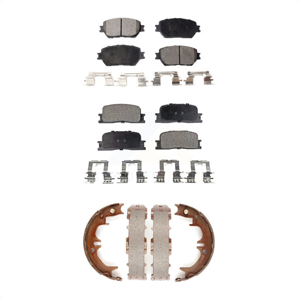 Front Rear Ceramic Brake Pads And Parking Shoes Kit For Toyota Camry