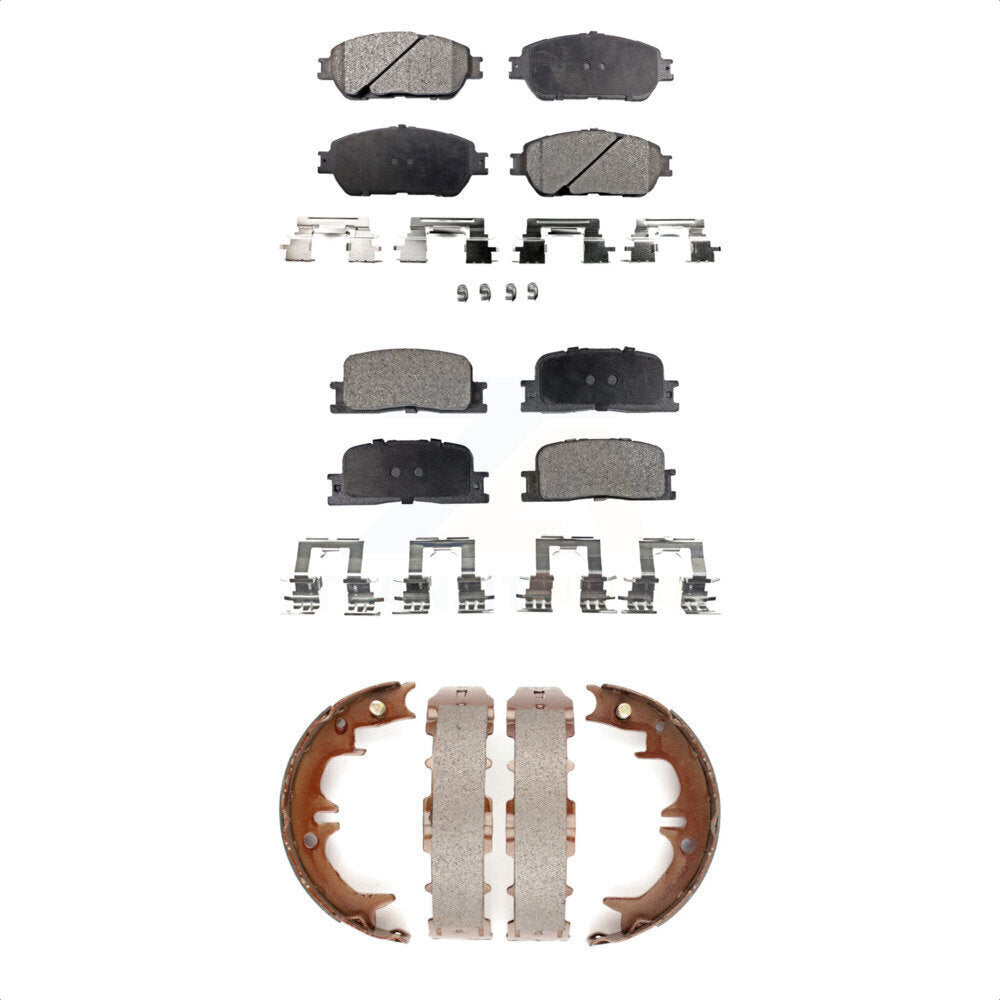 Front Rear Ceramic Brake Pads And Parking Shoes Kit For Toyota Camry Lexus ES330