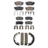 Front Rear Ceramic Brake Pads & Parking Shoe Kit For Hyundai Accent Kia Rio Rio5