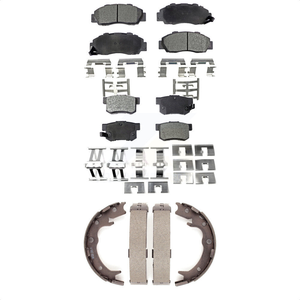 Front Rear Ceramic Brake Pads And Parking Shoes Kit For 1996-1998 Acura RL