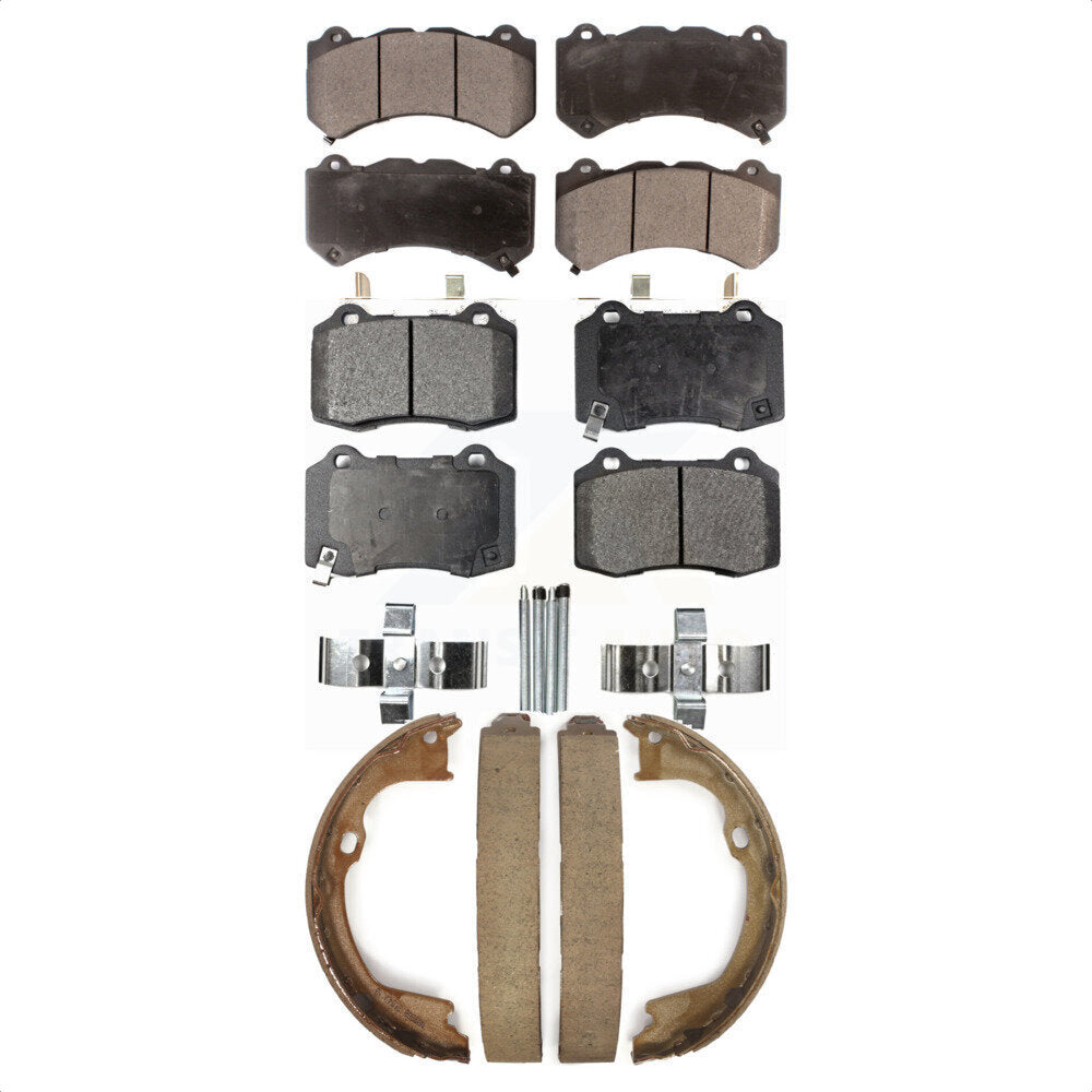 Front Rear Ceramic Brake Pads And Parking Shoe Kit For Jeep Grand Cherokee Dodge