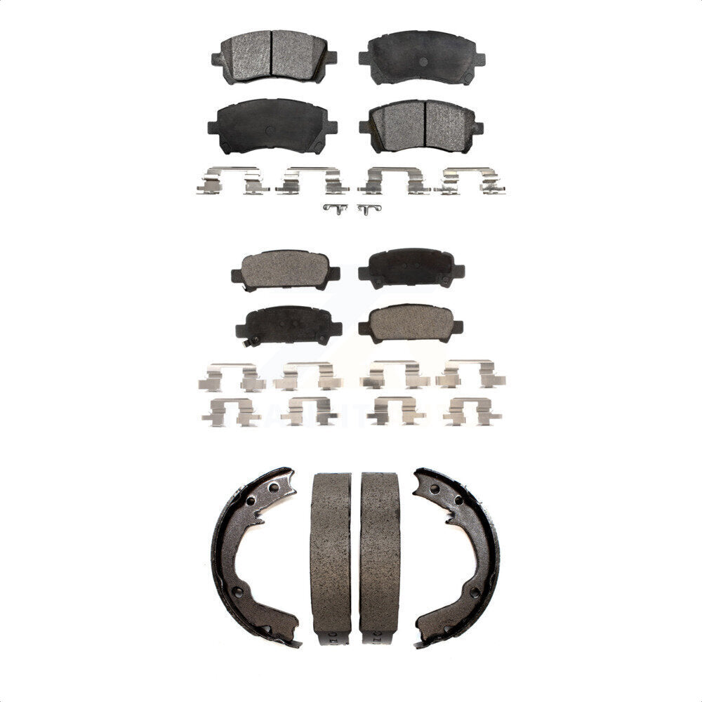 Front Rear Ceramic Brake Pads And Parking Shoes Kit For Subaru Forester Impreza