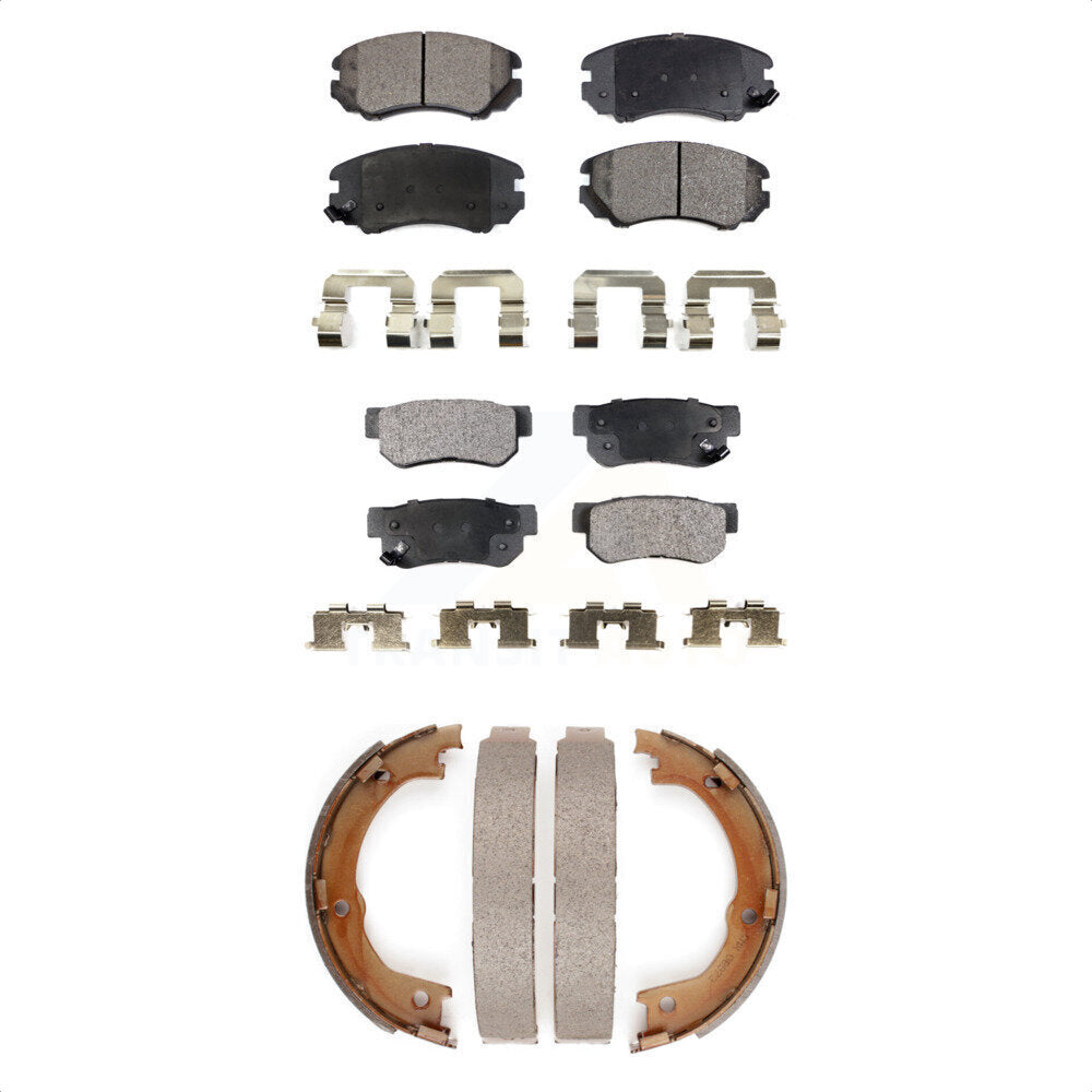 Front Rear Ceramic Brake Pads And Parking Shoes Kit For 2006-2009 Hyundai Azera