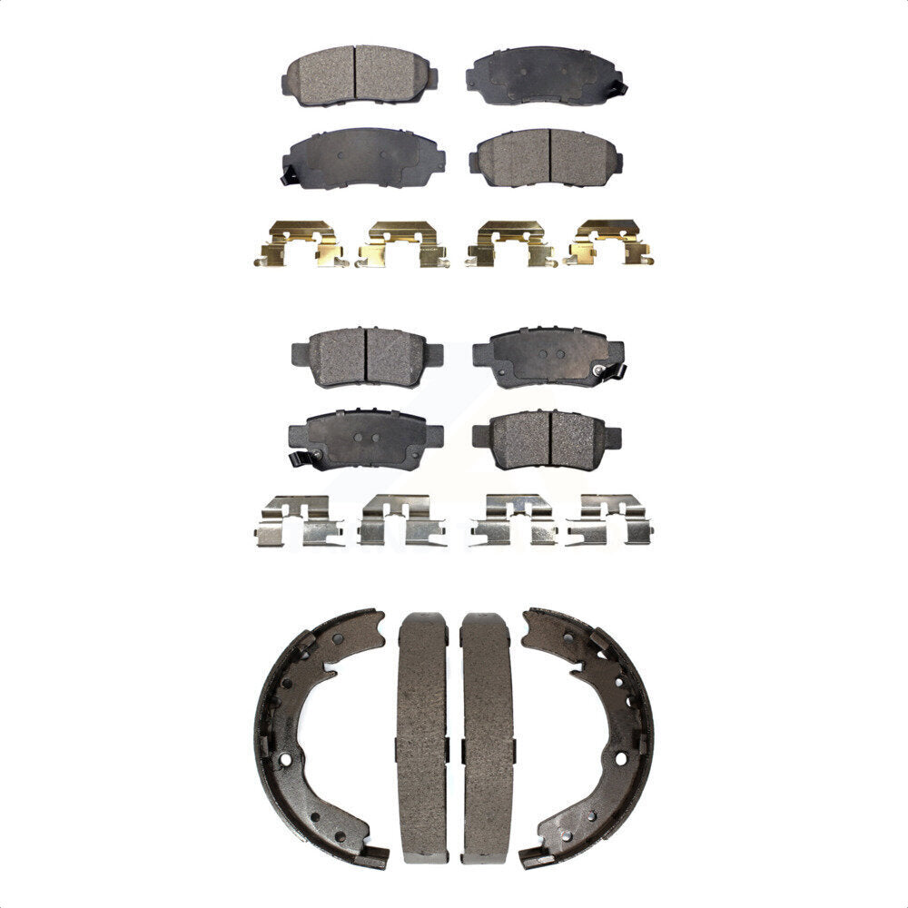 Front Rear Ceramic Brake Pads And Parking Shoes Kit For 2005-2010 Honda Odyssey