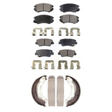 Front Rear Ceramic Brake Pads And Parking Shoes Kit For 2010-2013 Kia Soul