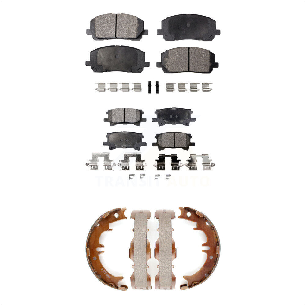 Front Rear Ceramic Brake Pads And Parking Shoes Kit For Toyota Highlander