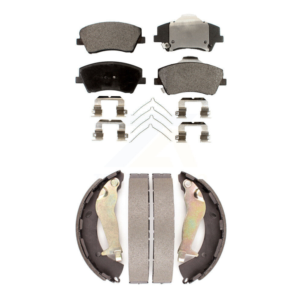 Front Rear Ceramic Brake Pads And Drum Shoes Kit For Hyundai Elantra